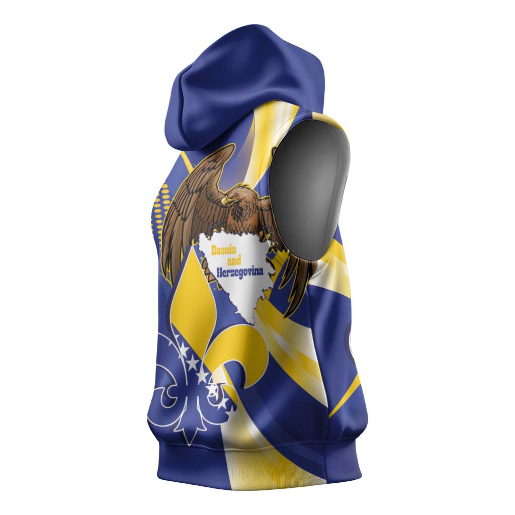 Bosnia and Herzegovina Independence Day Sleeveless Hoodie Zlatni Ljiljan Map With Eagle Proud