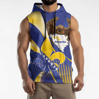 Bosnia and Herzegovina Independence Day Sleeveless Hoodie Zlatni Ljiljan Map With Eagle Proud