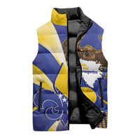 Bosnia and Herzegovina Independence Day Sleeveless Puffer Jacket Zlatni Ljiljan Map With Eagle Proud