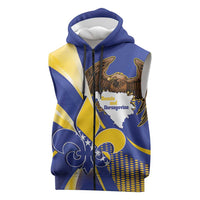 Bosnia and Herzegovina Independence Day Sleeveless Zip Hoodie Zlatni Ljiljan Map With Eagle Proud