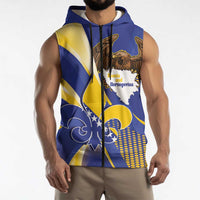 Bosnia and Herzegovina Independence Day Sleeveless Zip Hoodie Zlatni Ljiljan Map With Eagle Proud