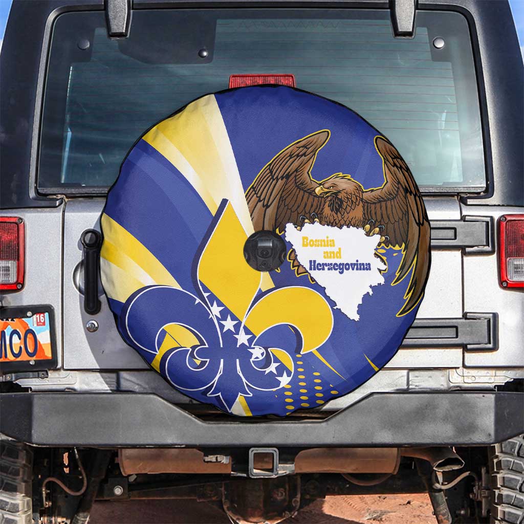 Bosnia and Herzegovina Independence Day Spare Tire Cover Zlatni Ljiljan Map With Eagle Proud