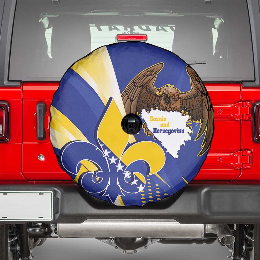Bosnia and Herzegovina Independence Day Spare Tire Cover Zlatni Ljiljan Map With Eagle Proud