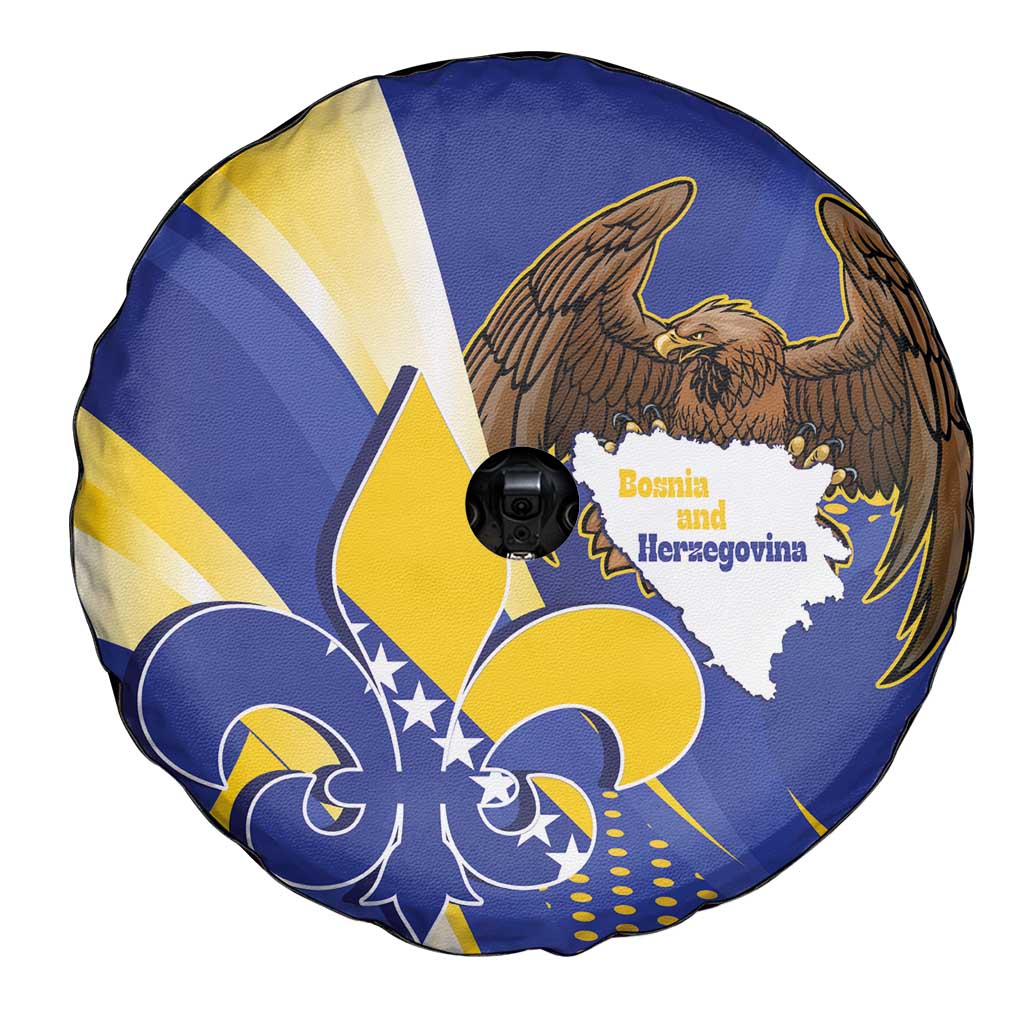 Bosnia and Herzegovina Independence Day Spare Tire Cover Zlatni Ljiljan Map With Eagle Proud