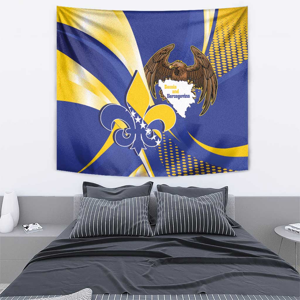 Bosnia and Herzegovina Independence Day Tapestry Zlatni Ljiljan Map With Eagle Proud