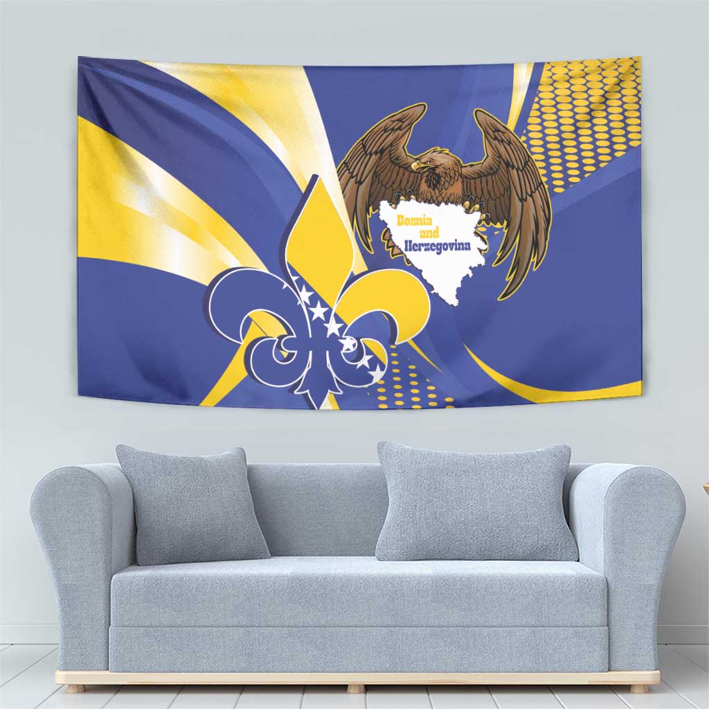Bosnia and Herzegovina Independence Day Tapestry Zlatni Ljiljan Map With Eagle Proud