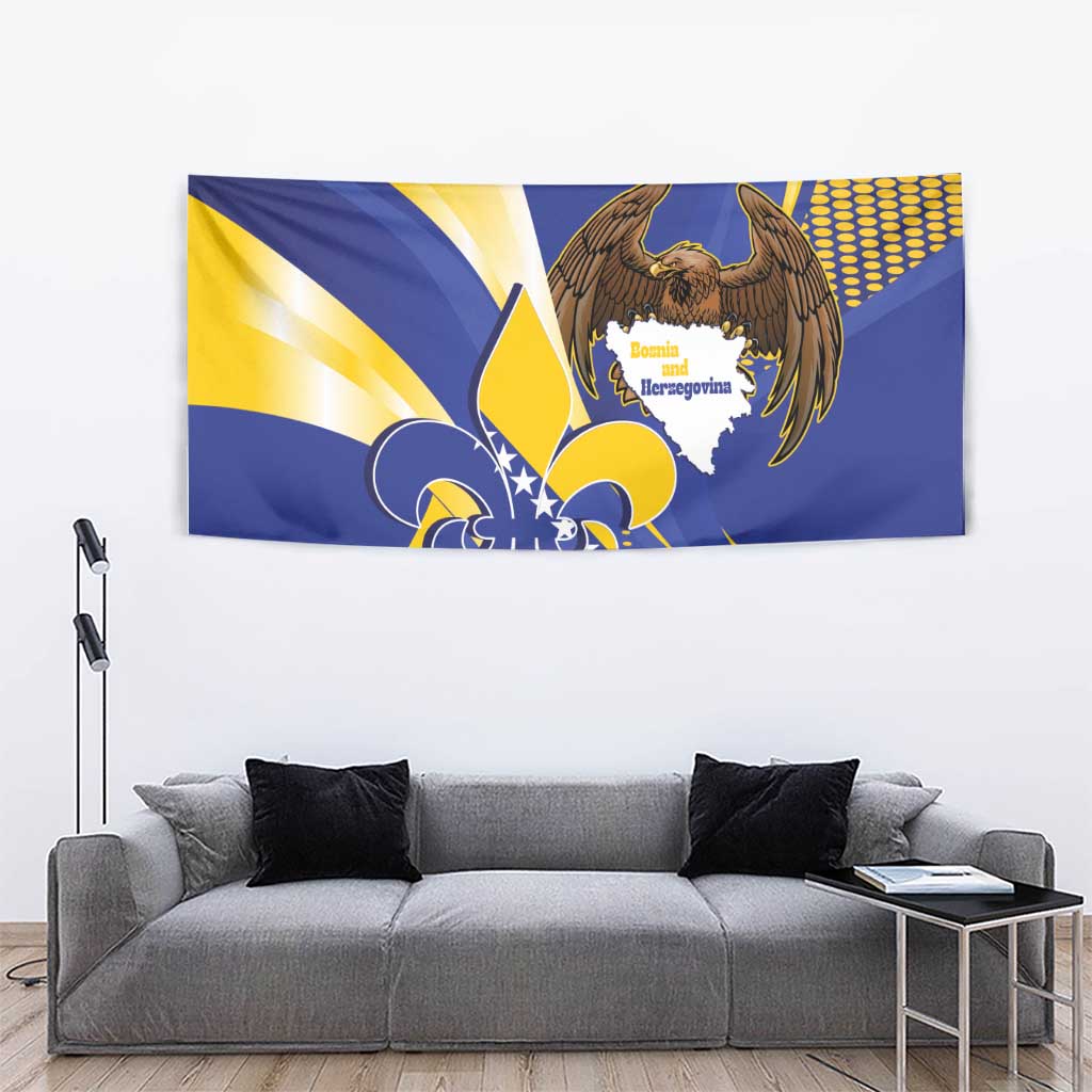 Bosnia and Herzegovina Independence Day Tapestry Zlatni Ljiljan Map With Eagle Proud