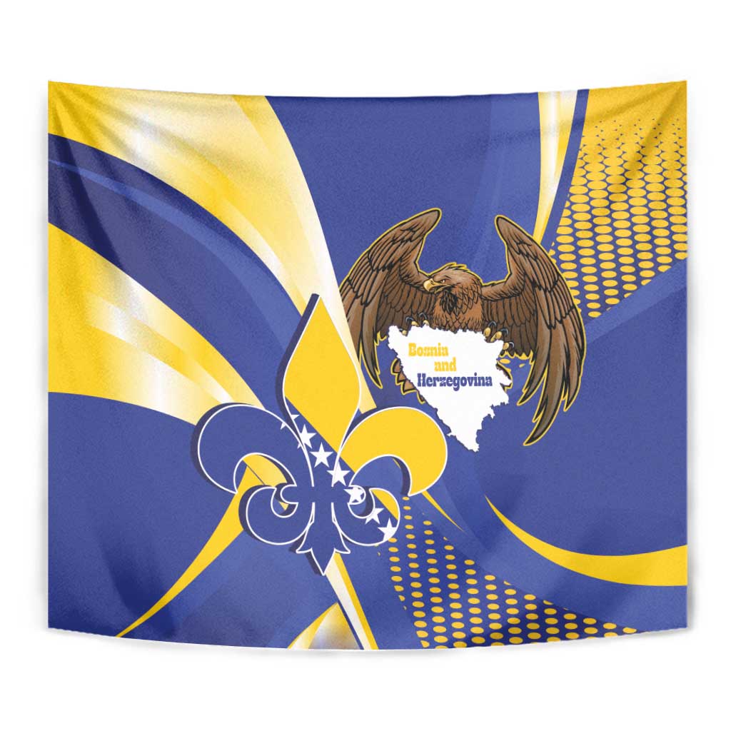 Bosnia and Herzegovina Independence Day Tapestry Zlatni Ljiljan Map With Eagle Proud