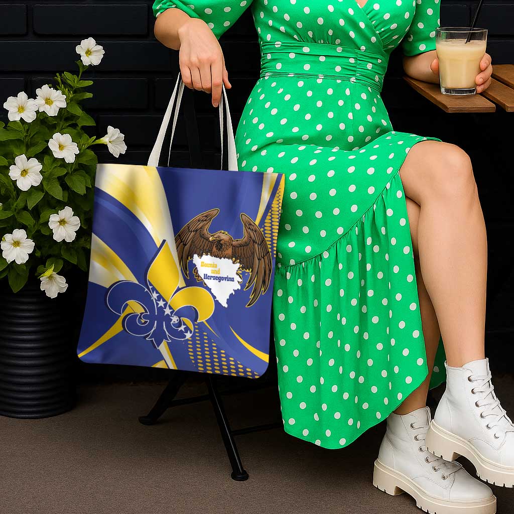 Bosnia and Herzegovina Independence Day Tote Bag Zlatni Ljiljan Map With Eagle Proud