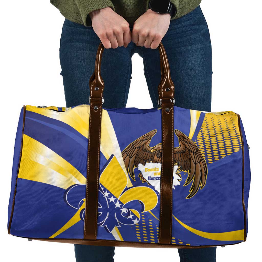 Bosnia and Herzegovina Independence Day Travel Bag Zlatni Ljiljan Map With Eagle Proud