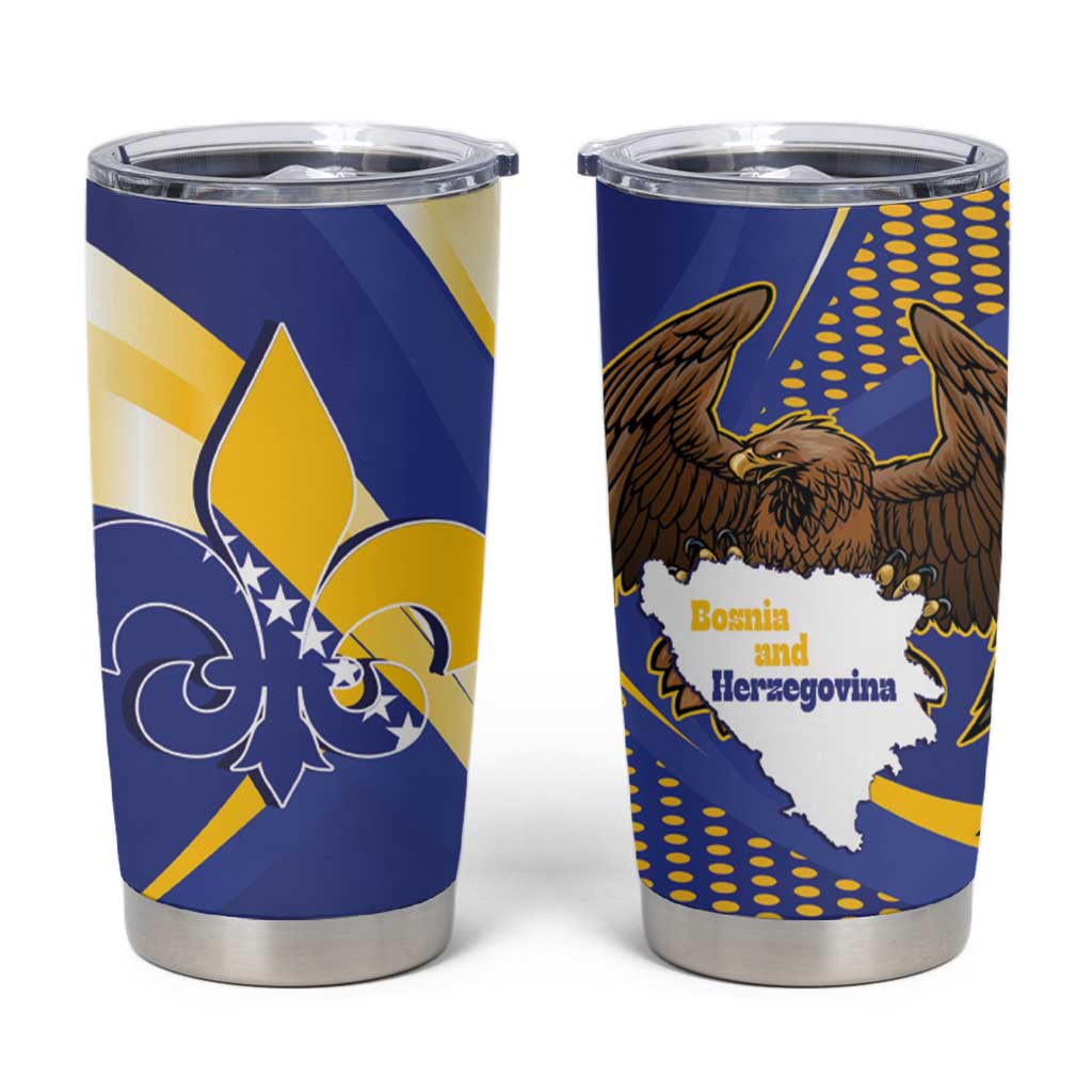 Bosnia and Herzegovina Independence Day Tumbler Cup Zlatni Ljiljan Map With Eagle Proud