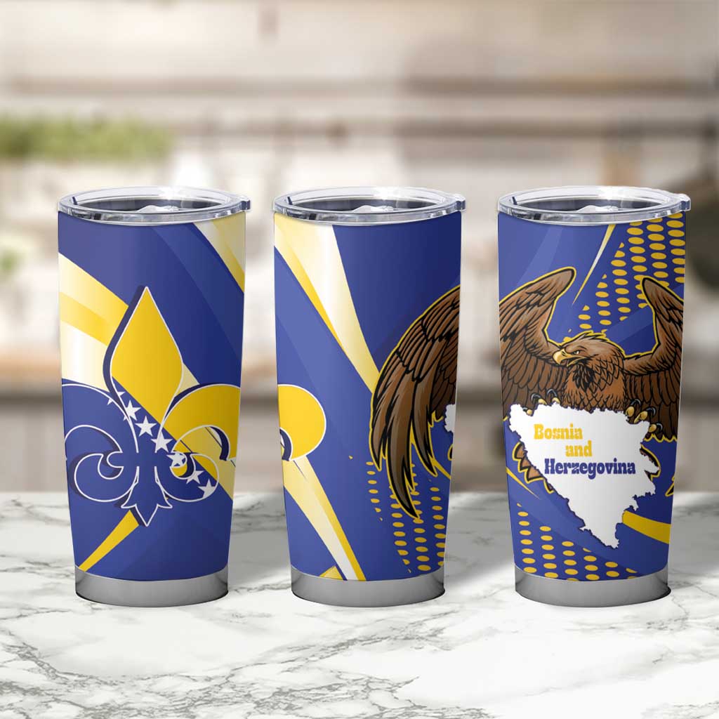 Bosnia and Herzegovina Independence Day Tumbler Cup Zlatni Ljiljan Map With Eagle Proud