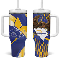 Bosnia and Herzegovina Independence Day Tumbler With Handle Zlatni Ljiljan Map With Eagle Proud