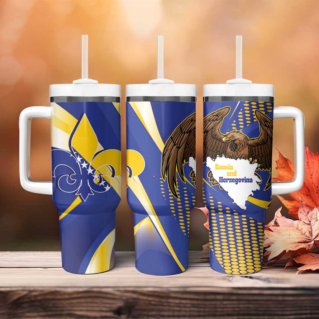 Bosnia and Herzegovina Independence Day Tumbler With Handle Zlatni Ljiljan Map With Eagle Proud