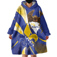 Bosnia and Herzegovina Independence Day Wearable Blanket Hoodie Zlatni Ljiljan Map With Eagle Proud