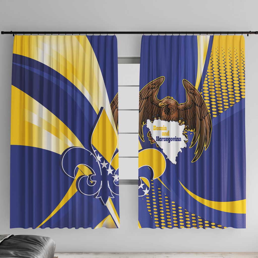 Bosnia and Herzegovina Independence Day Window Curtain Zlatni Ljiljan Map With Eagle Proud