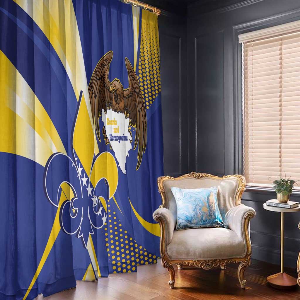 Bosnia and Herzegovina Independence Day Window Curtain Zlatni Ljiljan Map With Eagle Proud