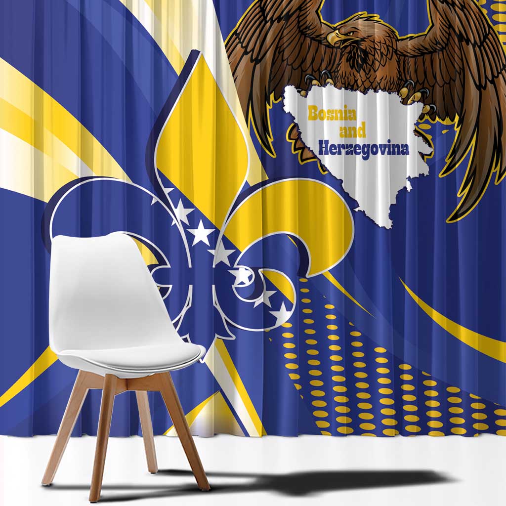 Bosnia and Herzegovina Independence Day Window Curtain Zlatni Ljiljan Map With Eagle Proud