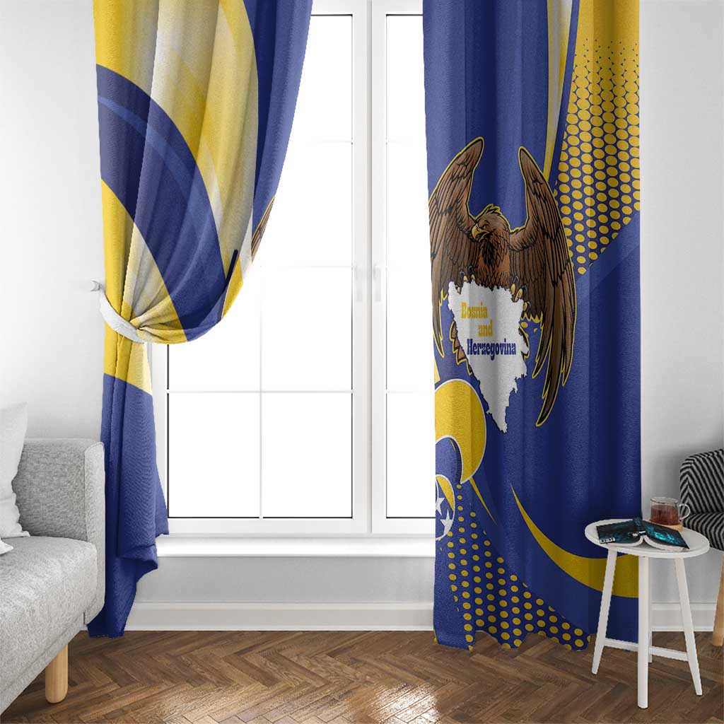 Bosnia and Herzegovina Independence Day Window Curtain Zlatni Ljiljan Map With Eagle Proud