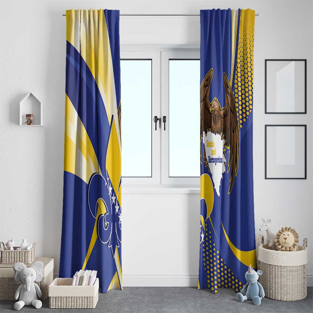 Bosnia and Herzegovina Independence Day Window Curtain Zlatni Ljiljan Map With Eagle Proud