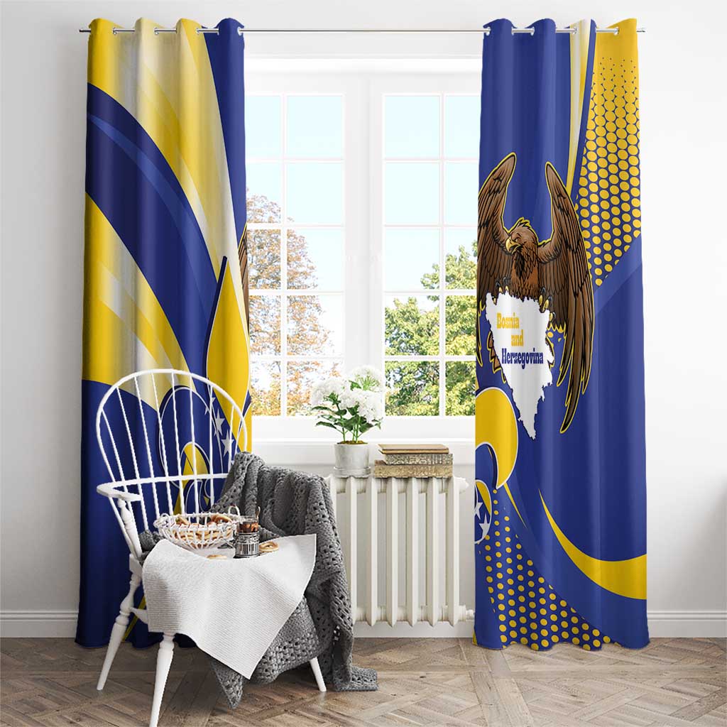 Bosnia and Herzegovina Independence Day Window Curtain Zlatni Ljiljan Map With Eagle Proud
