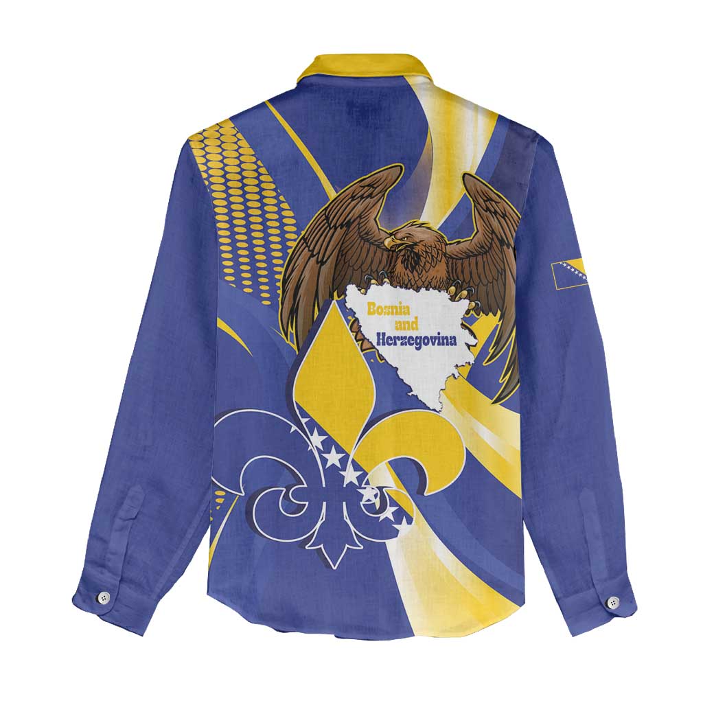 Bosnia and Herzegovina Independence Day Women Casual Shirt Zlatni Ljiljan Map With Eagle Proud