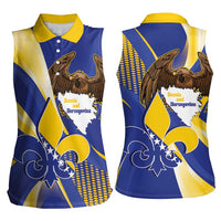Bosnia and Herzegovina Independence Day Women Sleeveless Polo Shirt Zlatni Ljiljan Map With Eagle Proud