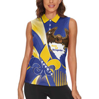 Bosnia and Herzegovina Independence Day Women Sleeveless Polo Shirt Zlatni Ljiljan Map With Eagle Proud