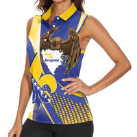 Bosnia and Herzegovina Independence Day Women Sleeveless Polo Shirt Zlatni Ljiljan Map With Eagle Proud