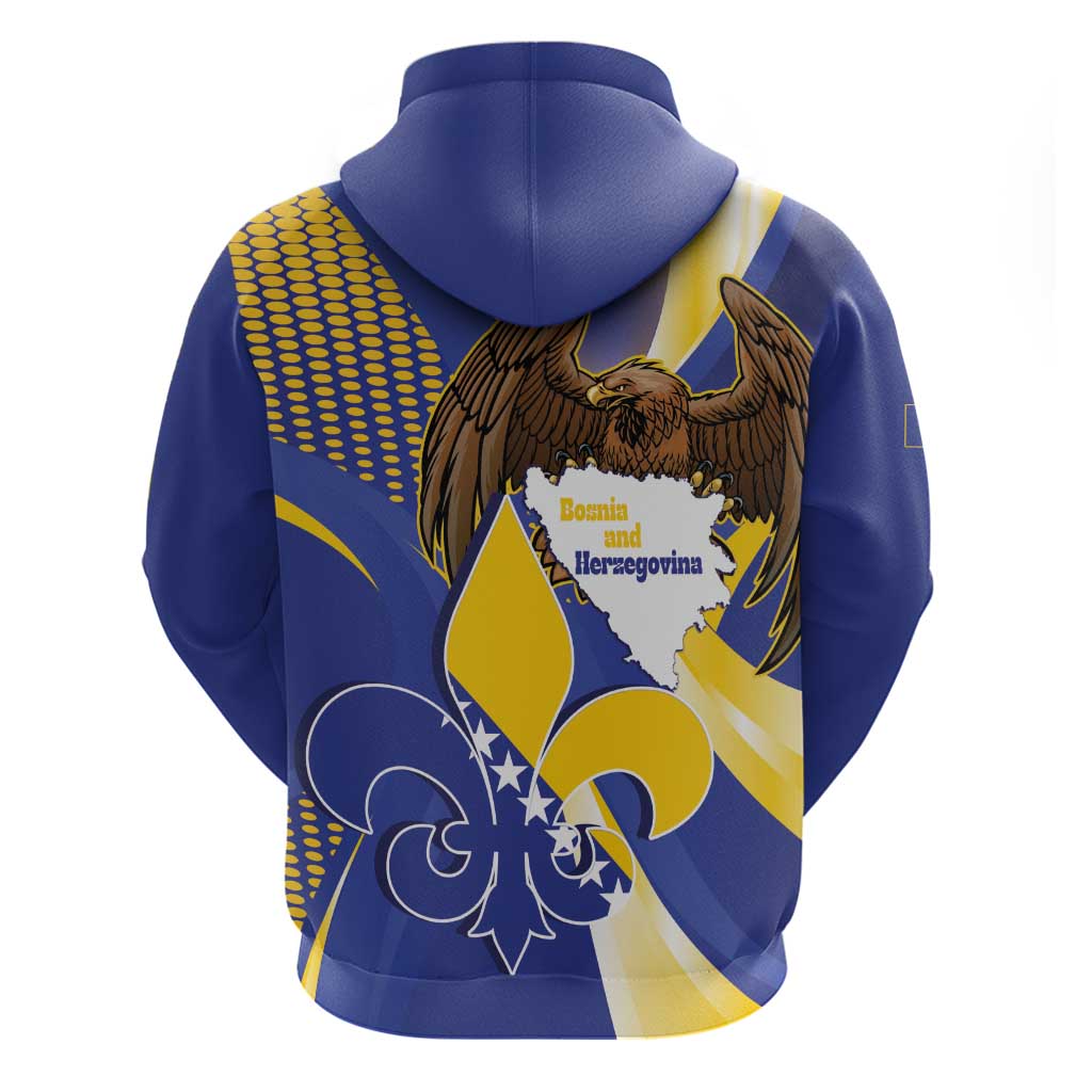 Bosnia and Herzegovina Independence Day Zip Hoodie Zlatni Ljiljan Map With Eagle Proud