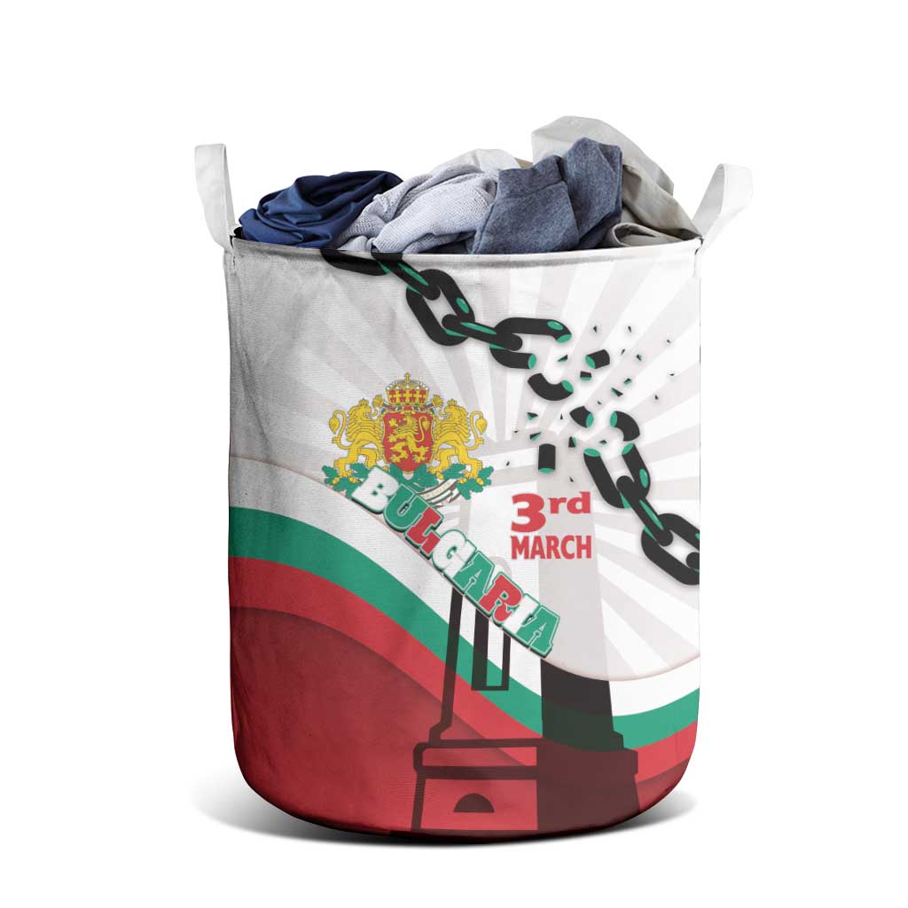 Bulgaria Liberation Day Laundry Basket Happy 3rd March Shipka Monument Curve Flag
