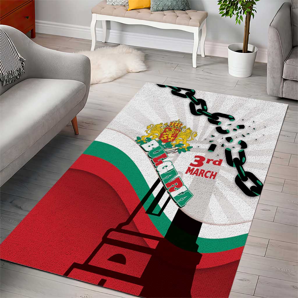 Bulgaria Liberation Day Area Rug Happy 3rd March Shipka Monument Curve Flag