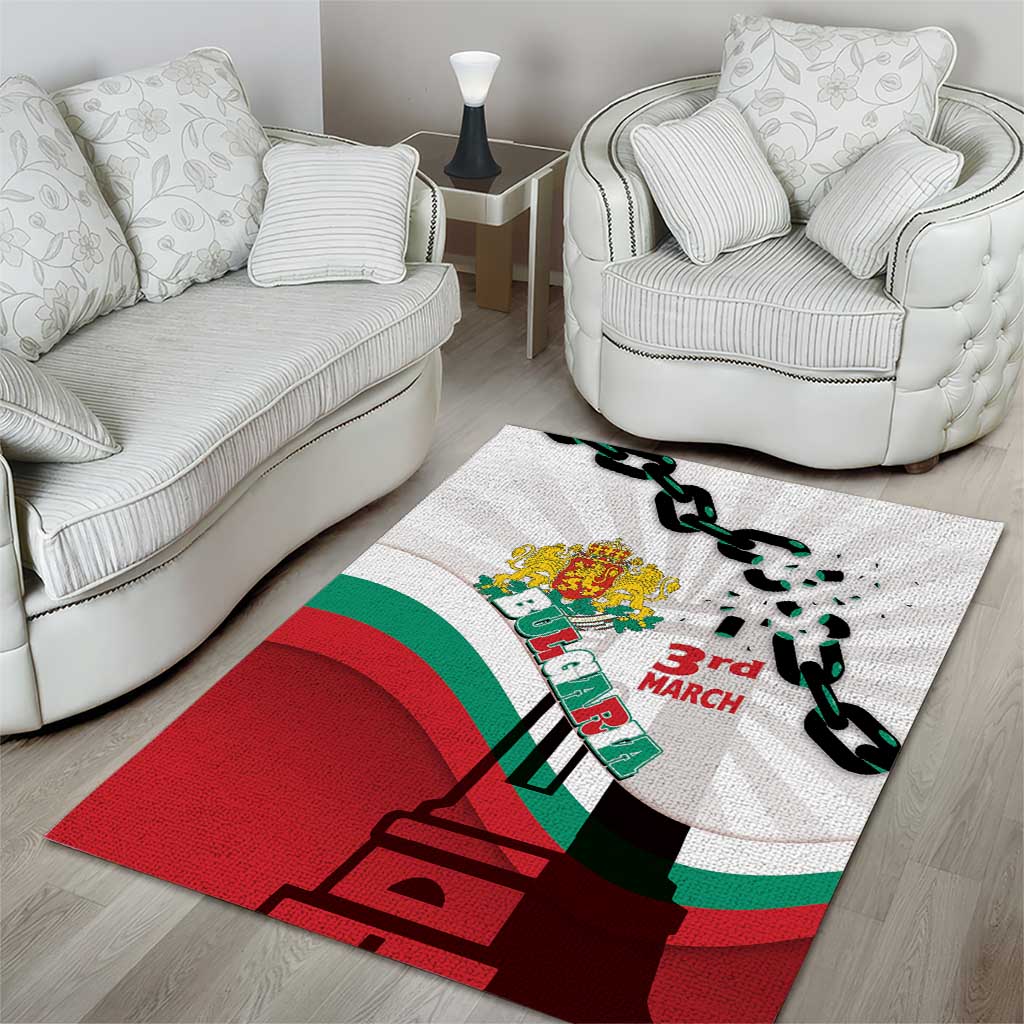 Bulgaria Liberation Day Area Rug Happy 3rd March Shipka Monument Curve Flag