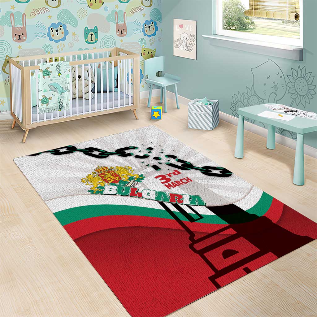 Bulgaria Liberation Day Area Rug Happy 3rd March Shipka Monument Curve Flag