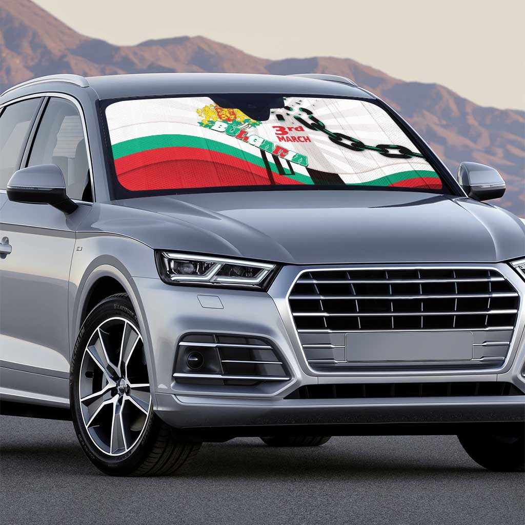Bulgaria Liberation Day Auto Sun Shade Happy 3rd March Shipka Monument Curve Flag