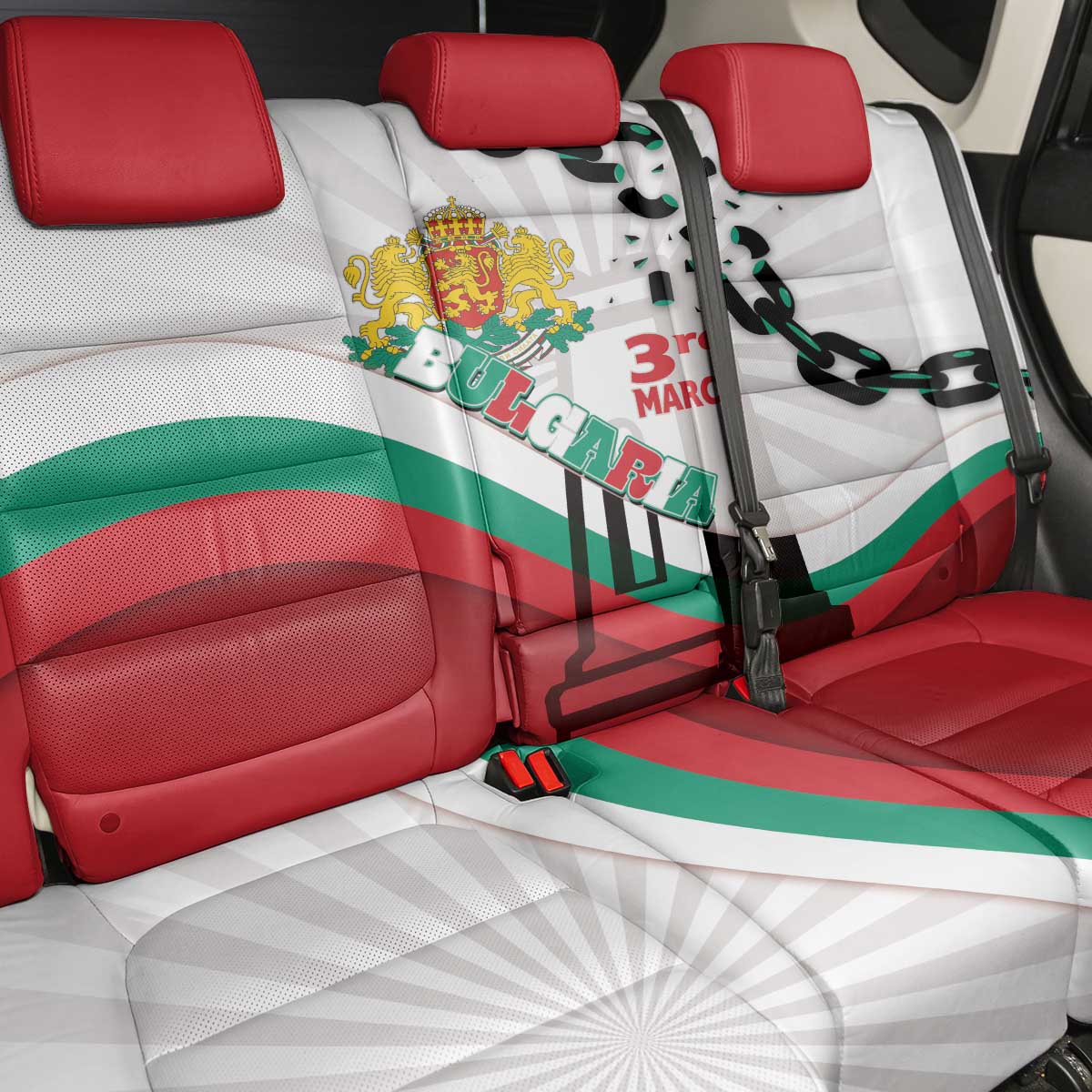 Bulgaria Liberation Day Back Car Seat Cover Happy 3rd March Shipka Monument Curve Flag