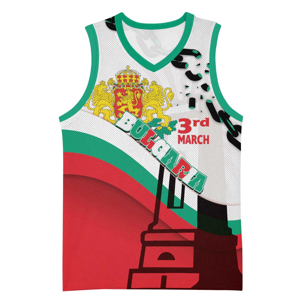 Personalized Bulgaria Liberation Day Basketball Jersey Happy 3rd March Shipka Monument Curve Flag