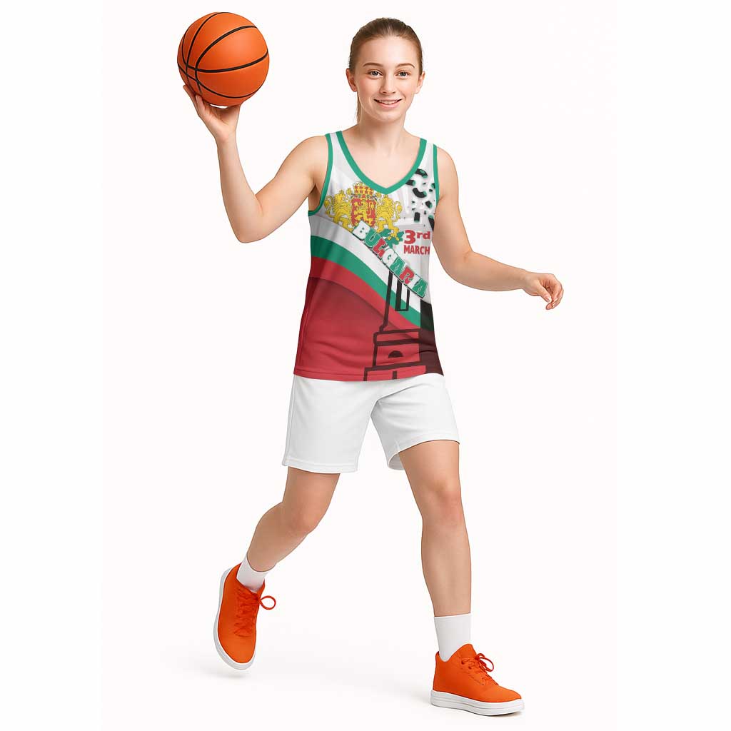 Personalized Bulgaria Liberation Day Basketball Jersey Happy 3rd March Shipka Monument Curve Flag
