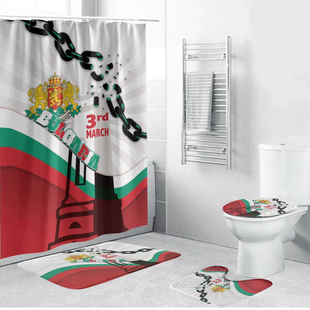 Bulgaria Liberation Day Bathroom Set Happy 3rd March Shipka Monument Curve Flag
