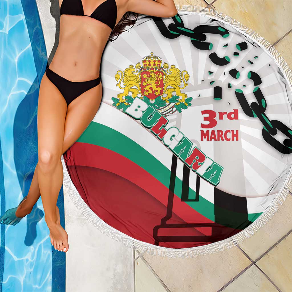Bulgaria Liberation Day Beach Blanket Happy 3rd March Shipka Monument Curve Flag