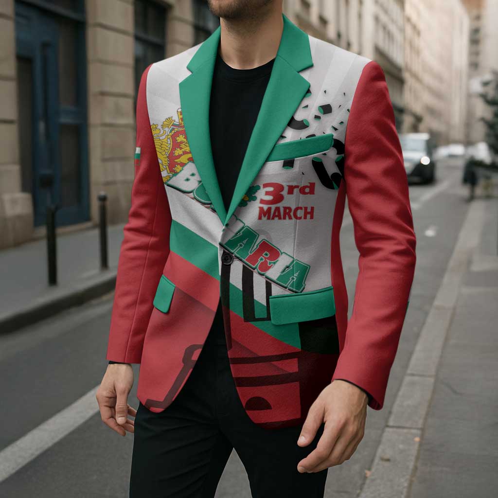 Personalized Bulgaria Liberation Day Blazer Happy 3rd March Shipka Monument Curve Flag