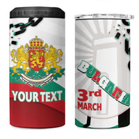 Personalized Bulgaria Liberation Day 4 in 1 Can Cooler Tumbler Happy 3rd March Shipka Monument Curve Flag