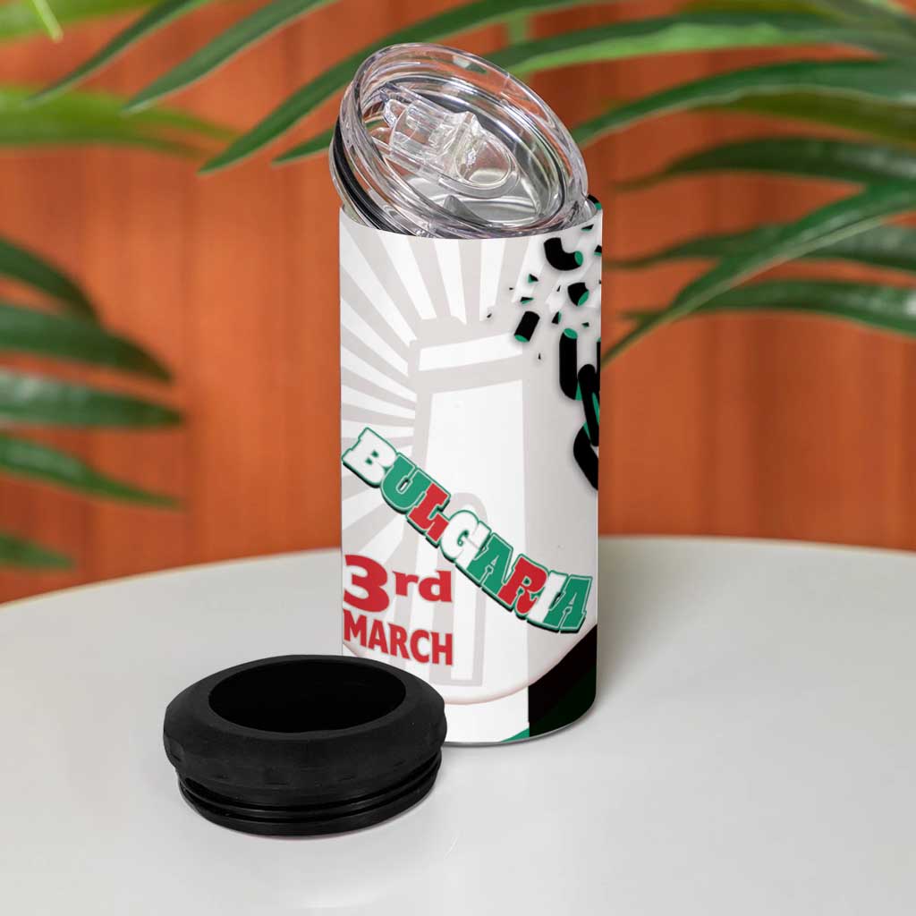 Personalized Bulgaria Liberation Day 4 in 1 Can Cooler Tumbler Happy 3rd March Shipka Monument Curve Flag