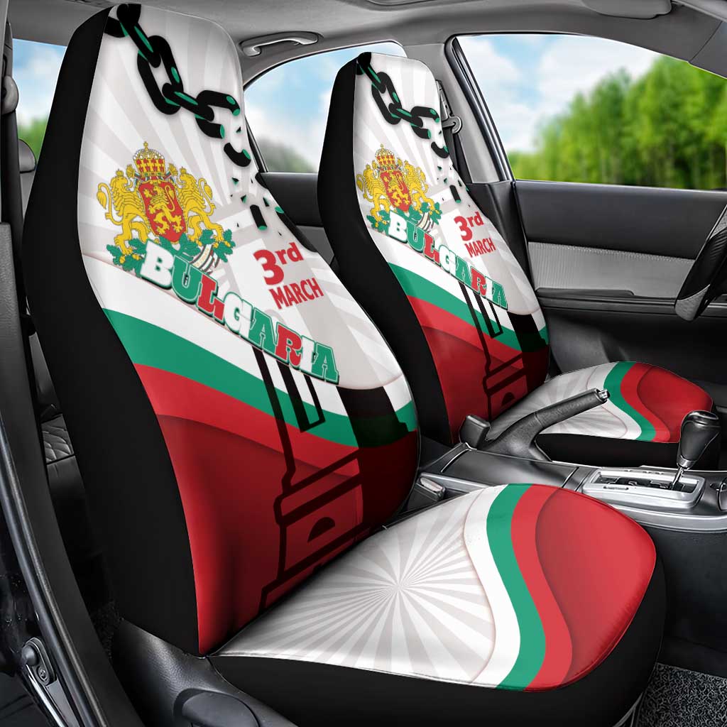 Bulgaria Liberation Day Car Seat Cover Happy 3rd March Shipka Monument Curve Flag