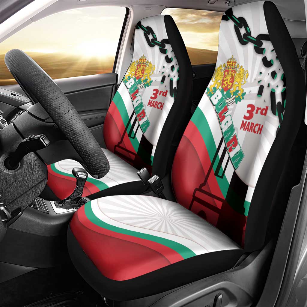 Bulgaria Liberation Day Car Seat Cover Happy 3rd March Shipka Monument Curve Flag