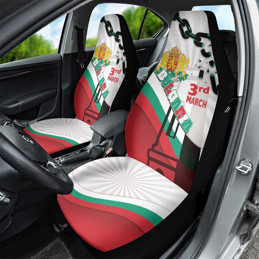 Bulgaria Liberation Day Car Seat Cover Happy 3rd March Shipka Monument Curve Flag
