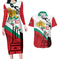 Personalized Bulgaria Liberation Day Couples Matching Long Sleeve Bodycon Dress and Hawaiian Shirt Happy 3rd March Shipka Monument Curve Flag