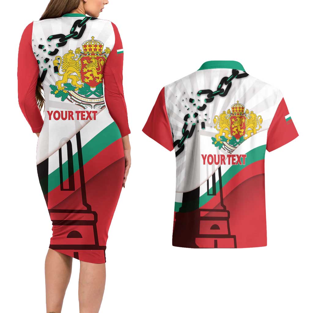Personalized Bulgaria Liberation Day Couples Matching Long Sleeve Bodycon Dress and Hawaiian Shirt Happy 3rd March Shipka Monument Curve Flag