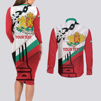 Personalized Bulgaria Liberation Day Couples Matching Long Sleeve Bodycon Dress and Long Sleeve Button Shirt Happy 3rd March Shipka Monument Curve Flag