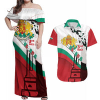 Personalized Bulgaria Liberation Day Couples Matching Off Shoulder Maxi Dress and Hawaiian Shirt Happy 3rd March Shipka Monument Curve Flag
